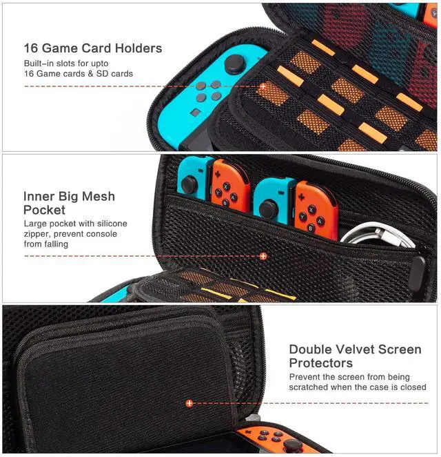 Alt view image 4 of 7 - Vimorco Nintendo Switch OLED Case, Nintendo Switch Case, Carry Cases for Nintendo Switch, Switch Travel Cover for Girls Boys with 16 Game Card Slots, Hard Shell for Console Games & Joy-Con, Sloth