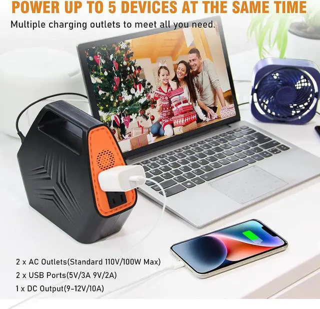 Alt view image 2 of 7 - Power Bank with AC Outlet 26400mAh Battery Pack 97Wh Portable Laptop Charger QC 3.0 Portable Power Station 100W Portable Power Bank 110V Battery Bank Laptop Battery Charger Portable for Phones Tablets