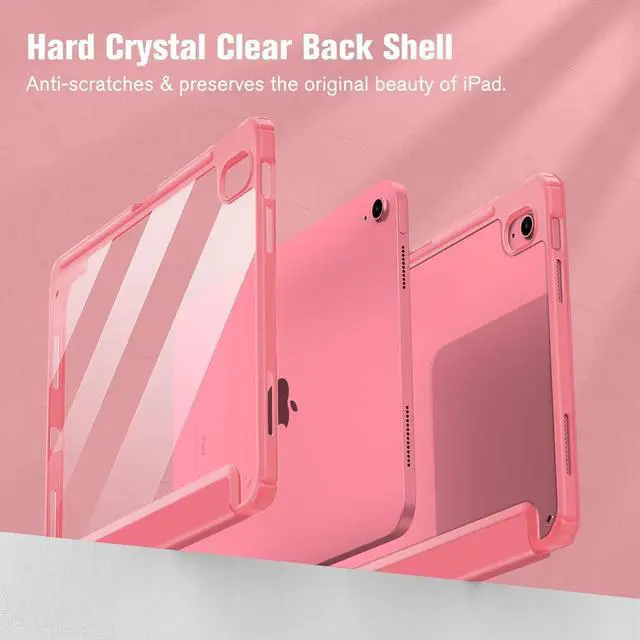 Alt view image 6 of 7 - Hybrid Slim Case for iPad (A16) 11th Generation 11 Inch (2025) iPad 10th Generation 10.9 Inch (2022) - Shockproof Cover with Clear Transparent Back Shell & Pencil Holder Pink