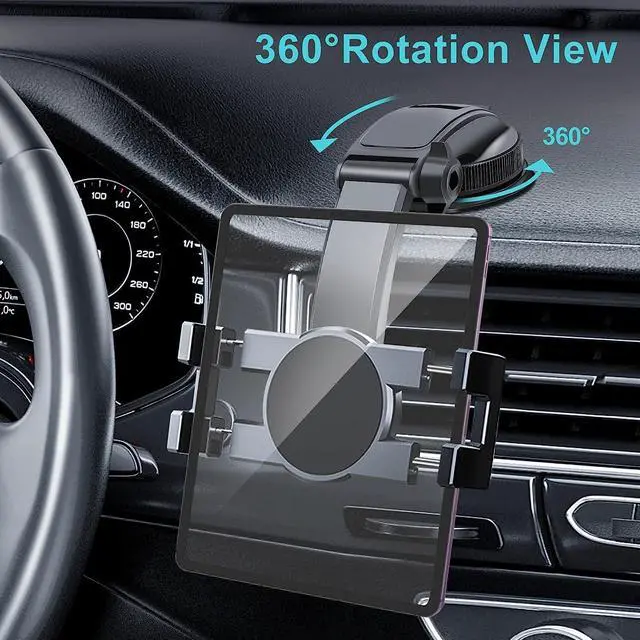Alt view image 2 of 7 - Car Dashboard Tablet Mount Holder 360 Rotatable Suction Cup with Large Clamp Dash Phone Stand for iPad Pro 12.9/9.7/11/10.5/Air/Mini 6 5 4 3 Samsung Galaxy Tab iPhone 14/13 4.7-12.9 Tab & Phone
