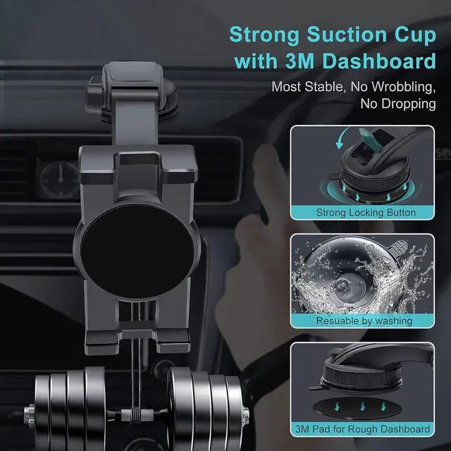 Alt view image 5 of 7 - Car Dashboard Tablet Mount Holder 360 Rotatable Suction Cup with Large Clamp Dash Phone Stand for iPad Pro 12.9/9.7/11/10.5/Air/Mini 6 5 4 3 Samsung Galaxy Tab iPhone 14/13 4.7-12.9 Tab & Phone