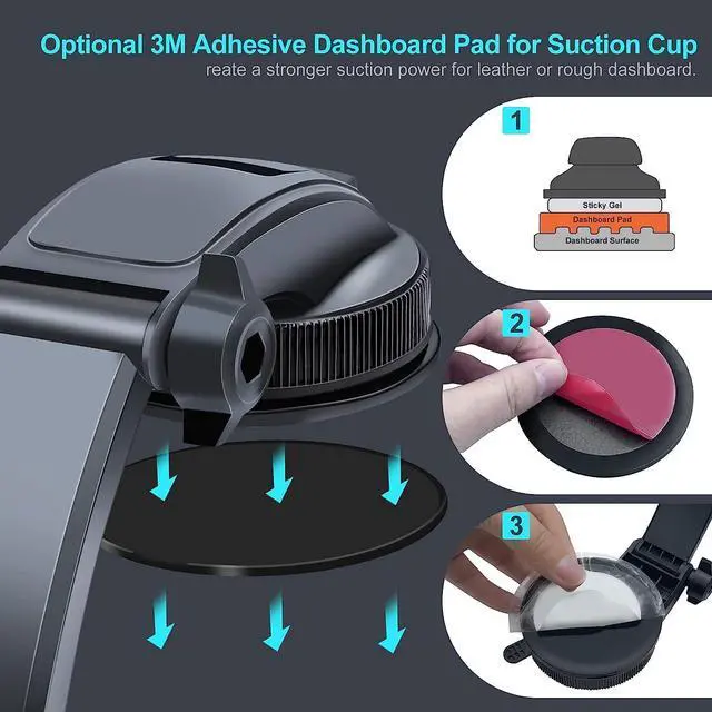 Alt view image 7 of 7 - Car Dashboard Tablet Mount Holder 360 Rotatable Suction Cup with Large Clamp Dash Phone Stand for iPad Pro 12.9/9.7/11/10.5/Air/Mini 6 5 4 3 Samsung Galaxy Tab iPhone 14/13 4.7-12.9 Tab & Phone