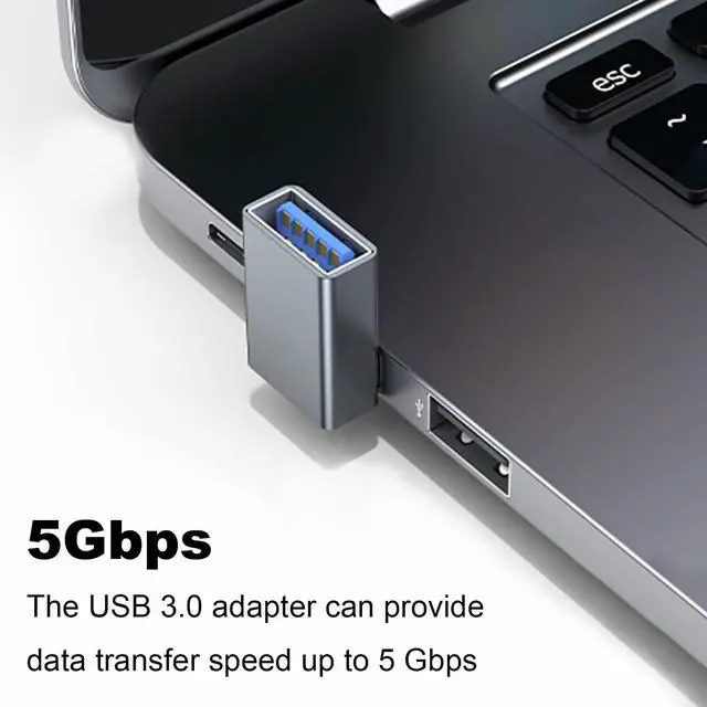 Alt view image 3 of 7 - 90 Degree USB 3.0 Adapter 2 Pack Upward Angle USB A Male to Female Converter Extender for PC Laptop USB A Charger Power Bank and More (Grey)