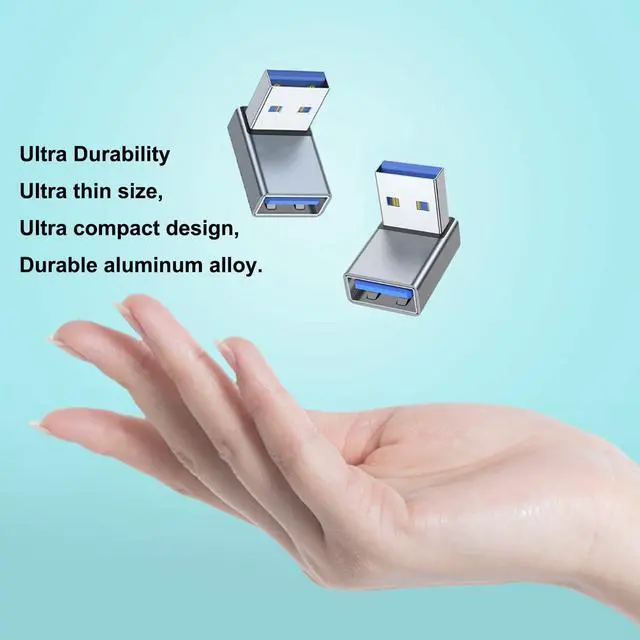 Alt view image 6 of 7 - 90 Degree USB 3.0 Adapter 2 Pack Upward Angle USB A Male to Female Converter Extender for PC Laptop USB A Charger Power Bank and More (Grey)