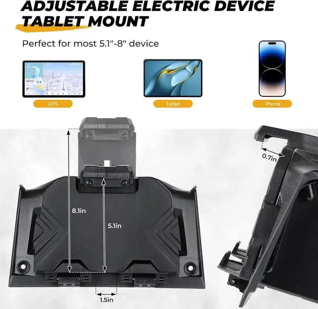 Alt view image 2 of 7 - Electric Device GPS Mount Storage Box Compatible with 2019-2023 Polaris RZR XP Turbo RZR XP 1000 Accessories RZR Tablet Mount RZR Phone Mount Extra Space Adjustable Navigation Tablet Holder