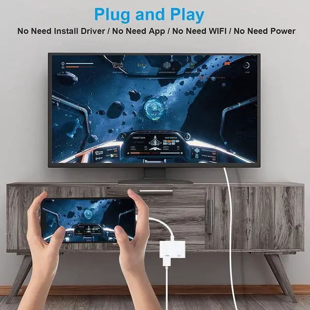 Alt view image 5 of 5 - [Apple MFi Certified] Lightning to HDMI Adapters with Digital AV Adapter 1080P Video & Audio Sync Screen Converter Compatible with iPhone 14 Pro/13/12/X /8Plus / iPad/iPod to HDMI - White