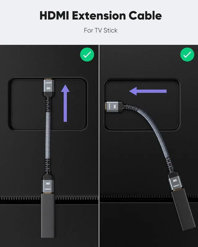 Alt view image 2 of 7 - 8K 4K HDMI Extender HDMI Extension Cable 2.1 4K@30Hz/ 60Hz/ 120Hz Ultra high Speed HDMI Male to Female Adapter Compatible with Xbox PS5 PS4  TV Stick Blu Ray Player HDTV Laptop PC 1FT