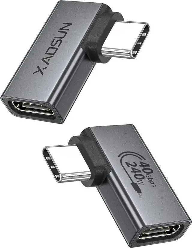 Main image of Right Angle USB C Adapter 90 Degree USB C to C Thunderbolt 4 for MacBook Tablet Docks Steam Deck (2 Pack)