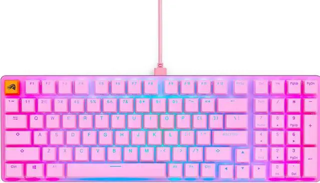 Main image of Glorious Gaming - Custom Keyboard - Hot-Swappable Mechanical Switch - Full Size Pink Wired Keyboard - Low Profile - Cherry Mx Style - Double Shot Key Cap & Linear Switch