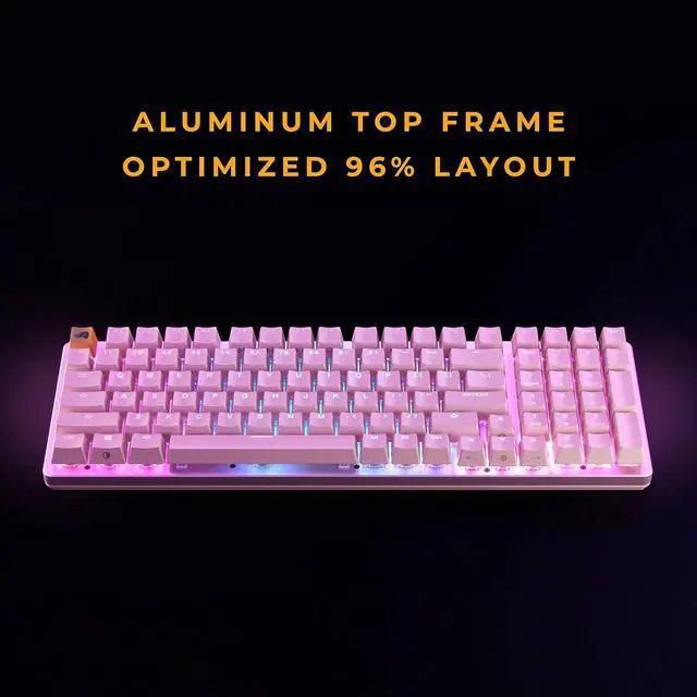 Alt view image 4 of 7 - Glorious Gaming - Custom Keyboard - Hot-Swappable Mechanical Switch - Full Size Pink Wired Keyboard - Low Profile - Cherry Mx Style - Double Shot Key Cap & Linear Switch