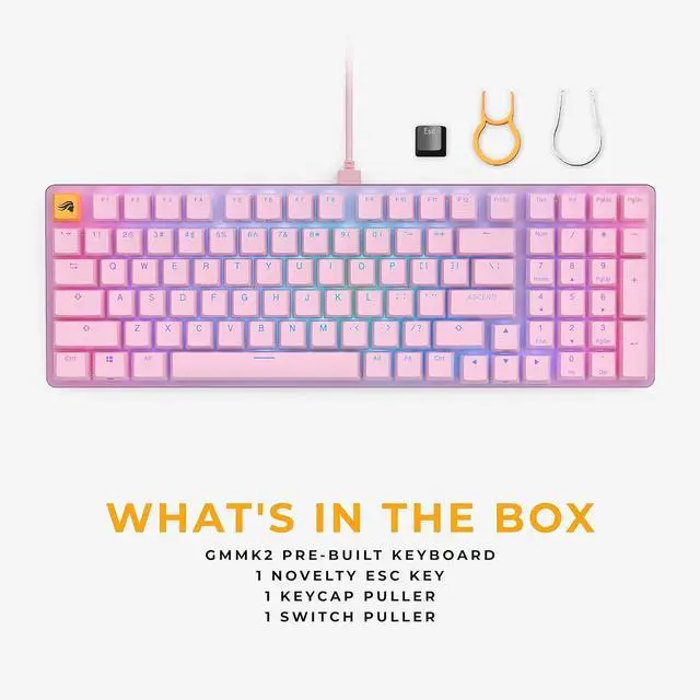 Alt view image 7 of 7 - Glorious Gaming - Custom Keyboard - Hot-Swappable Mechanical Switch - Full Size Pink Wired Keyboard - Low Profile - Cherry Mx Style - Double Shot Key Cap & Linear Switch