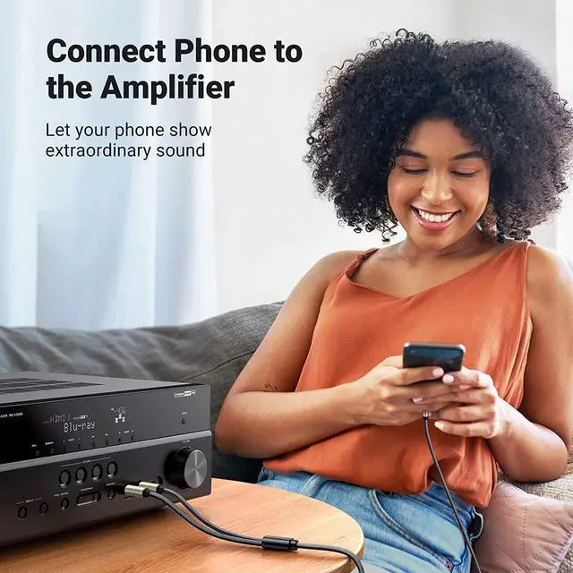 Alt view image 2 of 7 - 1/8 to 1/4 Stereo Cable 3.5mm TRS to Dual 6.35mm 1/4 TS Mono Y Splitter Audio Cord Adapter Compatible with iPhone PC Computer Sound Card Mixer Multimedia Speaker Home Stereo System 6.6FT