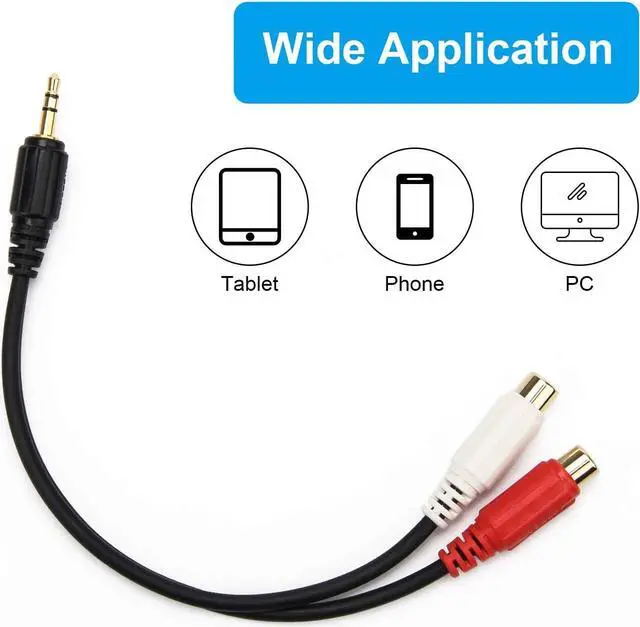 Alt view image 4 of 7 - 3.5mm Gold 1/8 Stereo Mini Jack Male to 2 Female RCA Adapter Audio (20cm)