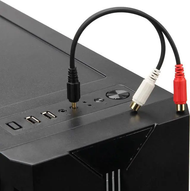 Alt view image 7 of 7 - 3.5mm Gold 1/8 Stereo Mini Jack Male to 2 Female RCA Adapter Audio (20cm)