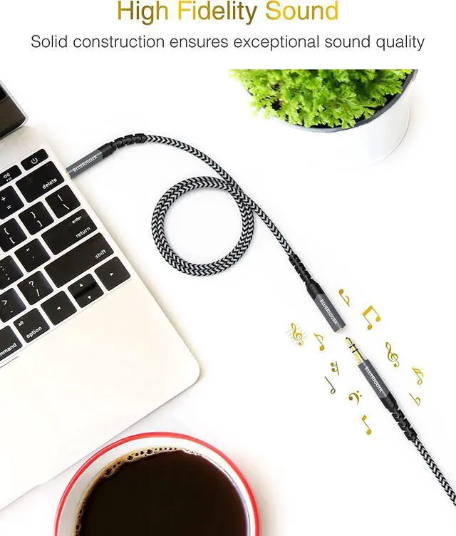 Alt view image 2 of 7 - Headphone Extension Cable (3FT 24K Gold Plated Jack Hi-Fi Sound 3.5mm Male to Female Stereo Audio Cable)  Aux Cord for iPod Laptops Smartphones Speakers Tablets Home Car Stereo