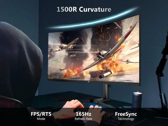 Alt view image 3 of 6 - 51RISC 34" 165Hz 4K Curved Gaming Monitor 1ms FreeSync Premium, RIZ34V 3440 x 1440 VA 1500R Display, (MPRT), 90% DCI-P3, VESA Display HDR400, DisplayPort 1.4, HDMI 2.0 RIZ34V-4K165HZ