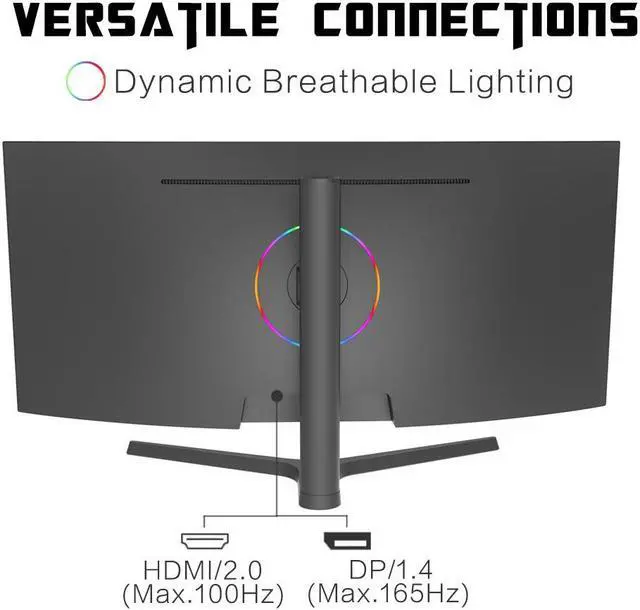 Alt view image 5 of 6 - 51RISC 34" 165Hz 4K Curved Gaming Monitor 1ms FreeSync Premium, RIZ34V 3440 x 1440 VA 1500R Display, (MPRT), 90% DCI-P3, VESA Display HDR400, DisplayPort 1.4, HDMI 2.0 RIZ34V-4K165HZ