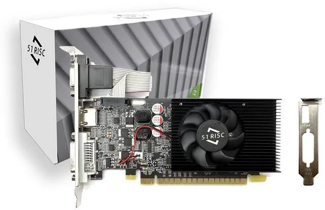 Main image of 51RISC GT610 2GB Graphics Card, GT 610 2G DDR3 64bit, Desktop Graphics Card for Business Office, PCI E 1.1 x 16, DVI, VGA, HDMIs, PC Video Card, Single Fan