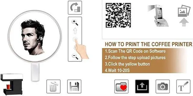 Alt view image 4 of 7 - SECDIN Smart Coffeemaker Latte Coffee Art Printer,Coffeemaker 4 Cups, USB Win7 Support For Coffee Pastry Yogurt Biscuits DIY