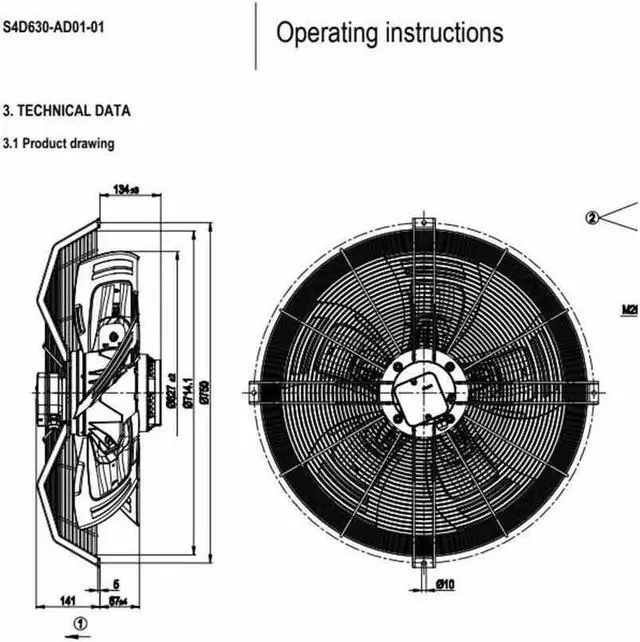 Main image of Original ebmpapst S4D630-AD01-01 Axial Fan AC400V 3Phase 4.95A 2630W 50/60Hz Cooling fan