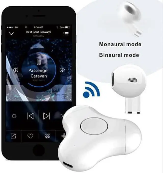 Alt view image 5 of 7 - Fingertip Gyroscope Bluetooth Headset, Wireless Cell Phone Headset with Intelligent Noise Reduction and Microphone, Bluetooth 5.3 Dustproof and Waterproof