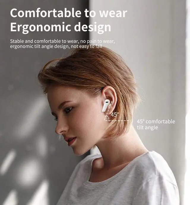 Alt view image 7 of 7 - HEQING Wireless Earbuds Bluetooth 5.2 in Ear Buds Light-Weight Headphones,Deep Bass Sound with Charging Case, Clear Calls Earphones for Sports Workout Cream