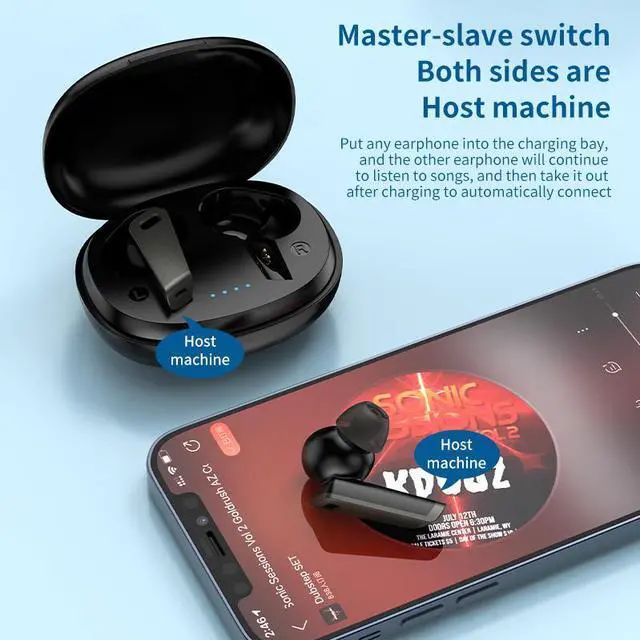 Alt view image 5 of 7 - HEQING Wireless Earbuds Bluetooth 5.2 in Ear Buds Light-Weight Headphones,Deep Bass Sound with Charging Case, Clear Calls Earphones for Sports Workout Cream