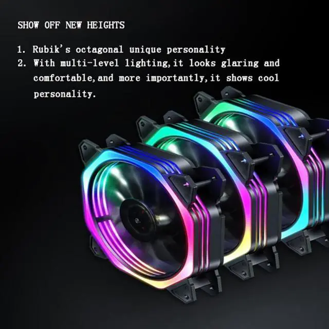 Alt view image 2 of 7 - JIMTAB 1 Pack Colorful RGB Case Fans, Quiet Computer Cooling PC Fans Cooler Speed Adjustable with Fan Control Hub