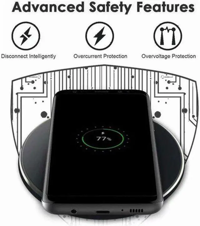 Alt view image 5 of 6 - JIMTAB Wireless Charger Ultra Slim,Qi-Certified Fast Wireless Charging Pad Compatible with iPhone Xs Max/XS/XR/X/8/8 Plus for All Qi-Enabled Phones
