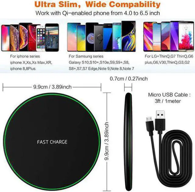 Alt view image 6 of 6 - JIMTAB Wireless Charger Ultra Slim,Qi-Certified Fast Wireless Charging Pad Compatible with iPhone Xs Max/XS/XR/X/8/8 Plus for All Qi-Enabled Phones