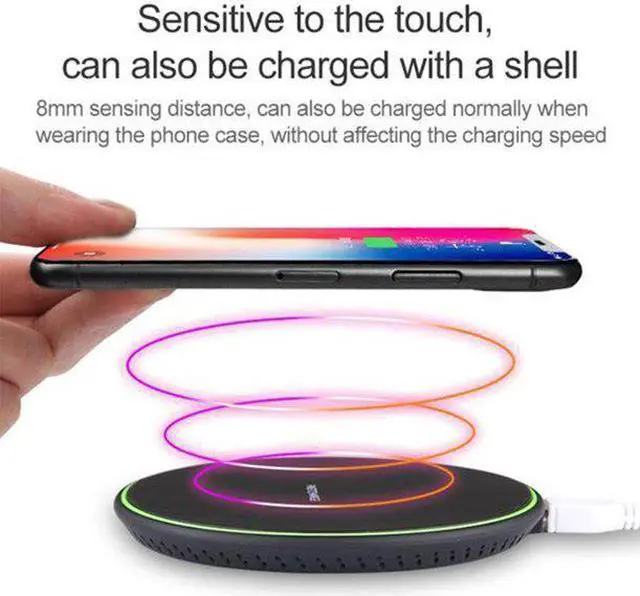 Alt view image 3 of 6 - JIMTAB Wireless Charger Ultra Slim,Qi-Certified Fast Wireless Charging Pad Compatible with iPhone Xs Max/XS/XR/X/8/8 Plus for All Qi-Enabled Phones