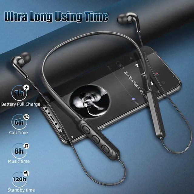 Alt view image 4 of 5 - JIMTAB Wireless 5.0 Stereo Fitness Headphones,Waterproof Sweatproof Sport Neckband Earphones Wireless Earbuds Noise Cancelling Headsets with Mic