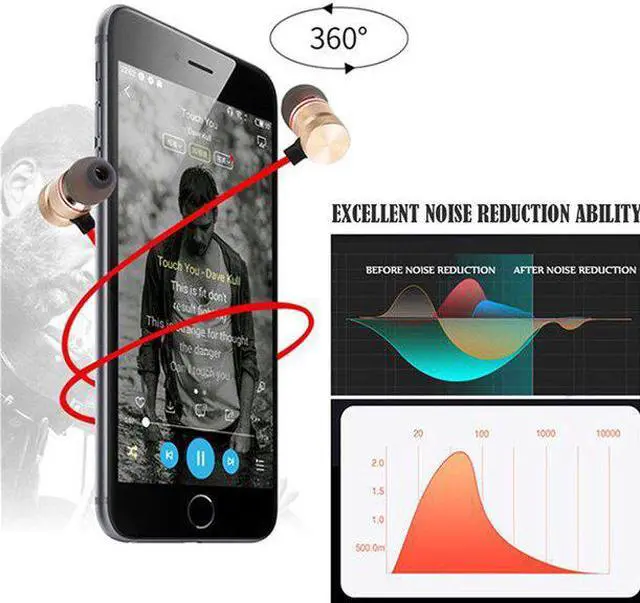 Alt view image 3 of 5 - JIMTAB Earbuds Sport Magnetic Wireless Headphones Stereo Music Earbuds Metal Earbuds With Mic For All Phones Gifts for Man