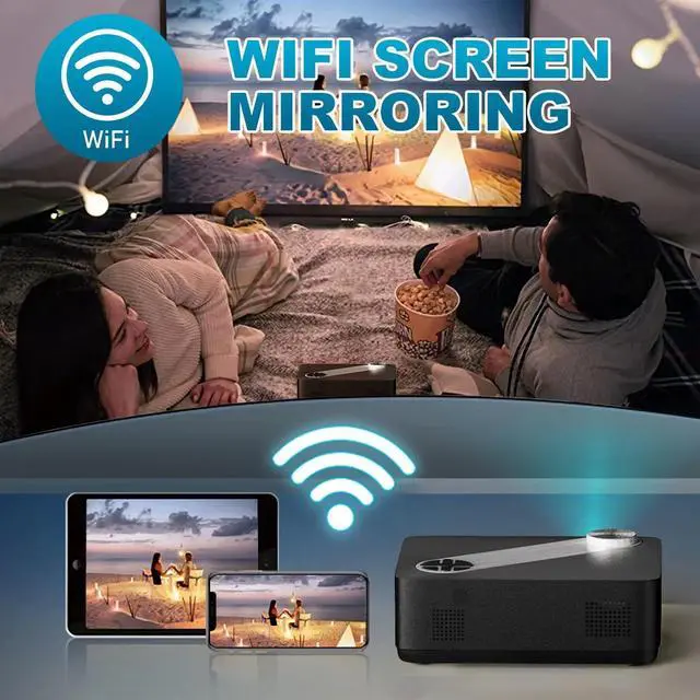 Alt view image 3 of 7 - JIMTAB 2025 5G WiFi Native 1080P Projector, Best Screen Mirror 4K Support 13500 Lux Movie Player 2.4G 5G Wifi Projector Support AV, USB, HDMI, TF Compatible with PS, Xbox, Laptop, iPhone and Android