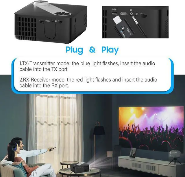 Alt view image 7 of 7 - USB Bluetooth Audio Adapter, JIMTAB Bluetooth 5.0 Transmitter Receiver 2 in 1 Wireless Bluetooth Converter Built-in 2 3.5mm Audio Bluetooth for TV, Home Stereo, Car Stereo, Headphones, Speakers, PC
