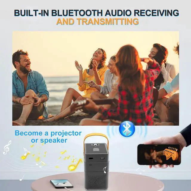 Alt view image 6 of 7 - JIMTAB Mini Portable WiFi Bluetooth Projector, 2024 Wifi Game Outdoor Projector Support HD 1080P, Mini Movie Theater Cartoon Children's Projector Dual Speakers Surround Sound with Blue Foldable Bag