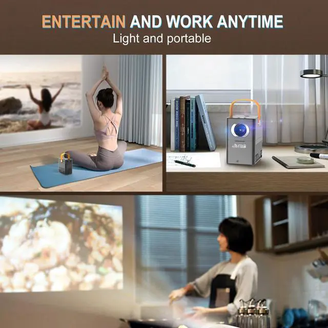 Alt view image 5 of 7 - JIMTAB Mini Portable WiFi Bluetooth Projector, 2024 Wifi Game Outdoor Projector Support HD 1080P, Mini Movie Theater Cartoon Children's Projector Dual Speakers Surround Sound with Blue Foldable Bag