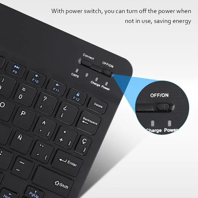 Alt view image 3 of 7 - JIMTAB Ultra-Slim Bluetooth Keyboard 10 Inch Portable Mini Wireless Keyboard Rechargeable for Apple iPad iPhone Samsung Tablet Phone Smartphone iOS Android Windows