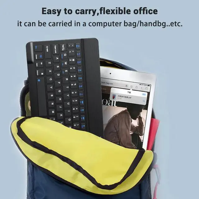Alt view image 6 of 7 - JIMTAB Ultra-Slim Bluetooth Keyboard 10 Inch Portable Mini Wireless Keyboard Rechargeable for Apple iPad iPhone Samsung Tablet Phone Smartphone iOS Android Windows