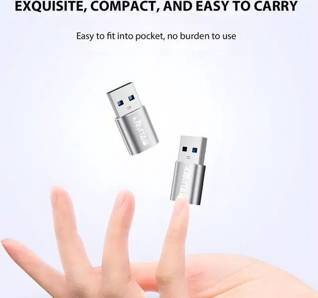 Alt view image 5 of 7 - USB to USB C Converters (Aluminum alloy 4 Pack), JIMTAB USB C to USB Chargers Adapter USB 3.0 With Blue Light Super High-Speed Data Transfer & Fast Charging for iPhone/PC/Samsung/iPad/Laptop/MacBook