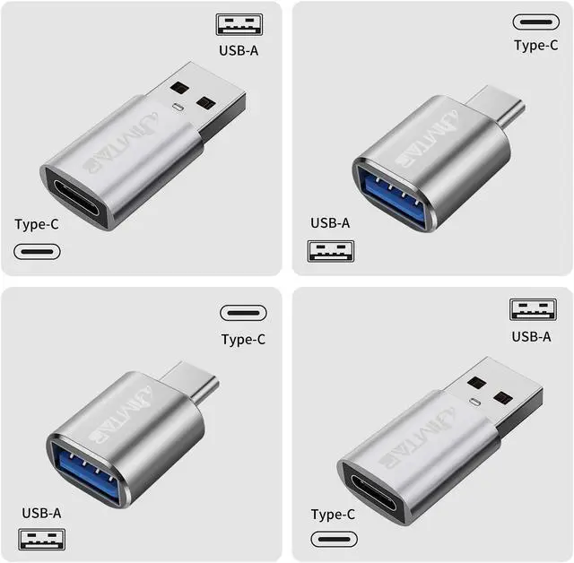 Alt view image 6 of 7 - USB to USB C Converters (Aluminum alloy 4 Pack), JIMTAB USB C to USB Chargers Adapter USB 3.0 With Blue Light Super High-Speed Data Transfer & Fast Charging for iPhone/PC/Samsung/iPad/Laptop/MacBook