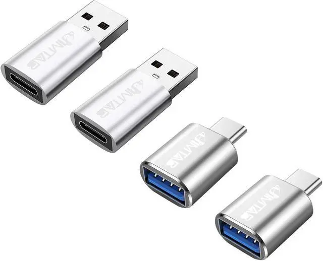 Alt view image 7 of 7 - USB to USB C Converters (Aluminum alloy 4 Pack), JIMTAB USB C to USB Chargers Adapter USB 3.0 With Blue Light Super High-Speed Data Transfer & Fast Charging for iPhone/PC/Samsung/iPad/Laptop/MacBook