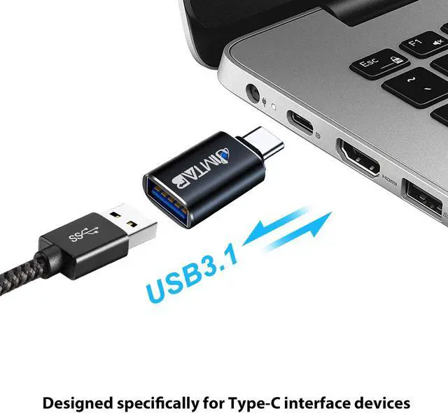 Alt view image 4 of 7 - USB to USB C Adapter (4 Pack), JIMTAB USB C to USB Adapter USB 3.0 With Power blue light Super High-Speed Data Transfer & Fast Charging for iPhone/PC/Samsung/iPad/Laptop/MacBook