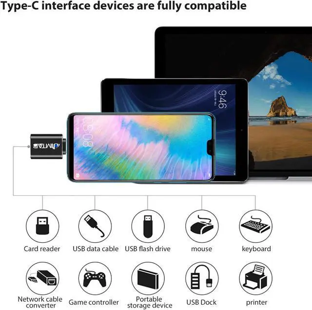 Alt view image 5 of 7 - USB to USB C Adapter (4 Pack), JIMTAB USB C to USB Adapter USB 3.0 With Power blue light Super High-Speed Data Transfer & Fast Charging for iPhone/PC/Samsung/iPad/Laptop/MacBook