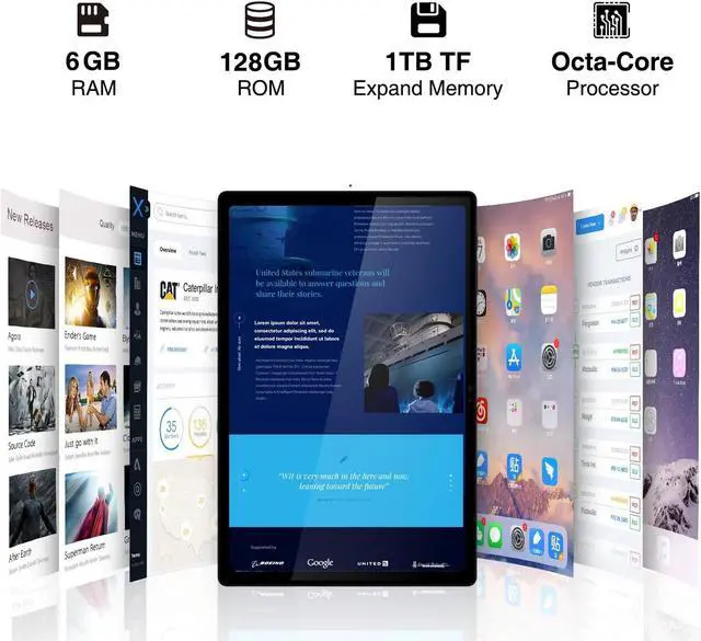 Alt view image 4 of 7 - JIMTAB 10.4 inch 2K Tablet, 6GB RAM 128GB ROM Powerful Octa Core CPU, 2000 * 1200 2K Screen Android 12 Tablet PC, 5+13MP Dual Camera, BT5.0, Dual Speakers Computer Tablet Google Certificated