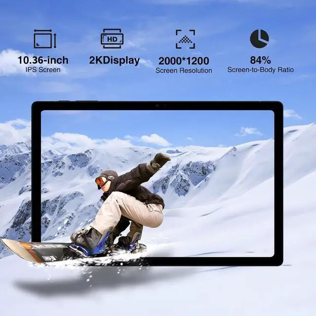 Alt view image 5 of 7 - JIMTAB 10.4 inch 2K Tablet, 6GB RAM 128GB ROM Powerful Octa Core CPU, 2000 * 1200 2K Screen Android 12 Tablet PC, 5+13MP Dual Camera, BT5.0, Dual Speakers Computer Tablet Google Certificated