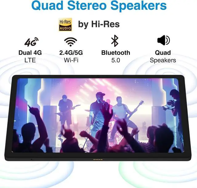 Alt view image 3 of 7 - JIMTAB 10.4 inch 2K Tablet, 6GB RAM 128GB ROM Powerful Octa Core CPU, 2000 * 1200 2K Screen Android 12 Tablet PC, 5+13MP Dual Camera, BT5.0, Dual Speakers Computer Tablet Google Certificated