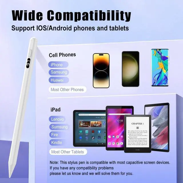 Alt view image 2 of 7 - JIMTAB iPad Pencil, iPad Pen, Stylus Pen for iPad, Fast Charge iPad Pencil with LED Power Display, Backup for Apple Pencil Pen, Wide compatible IOS ipad, iphone, mac, Android Cell phone and Tablet