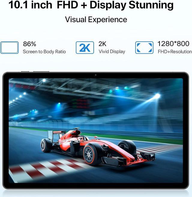 Alt view image 2 of 7 - JIMTAB 2024 Android Tablet Octa Core 10" 2 in 1 Android 13 Tablets, 4GB Ram 64GB Rom Gaming Tablet with USB Adapter, Keyboard, Stylus, Tempered Film, GPS, WiFi, Bluetooth, Google Certificated Tablet