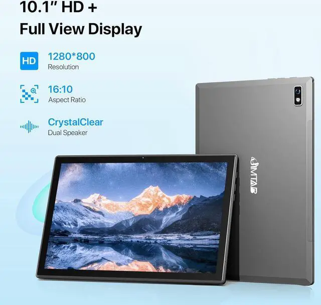 Alt view image 2 of 7 - JIMTAB 2024 Tablet Quad-Core 10.1 inch Android Tablet, 4GB+32GB ROM 512GB Expand, Include Type C Adapter, Keyboard, Dual Speaker, Dual Camera, WiFi, Bluetooth, Google Certificated Tablet